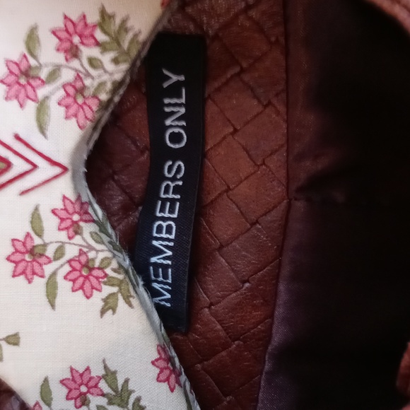 Men's Member's Only basket weave brown leather jacket coat Small - Picture 4 of 14